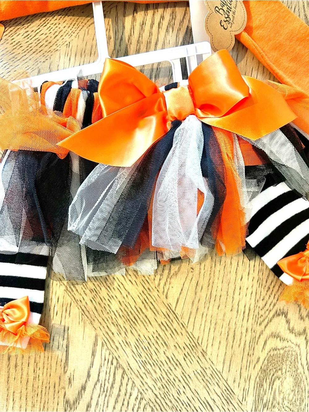 Orange Pumpkin Face Baby Girls Halloween Costume Bodysuit Set